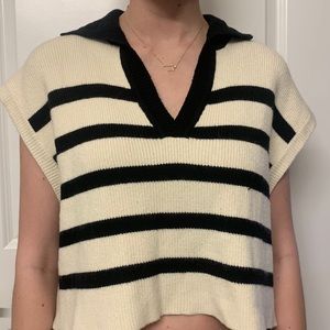 Cider women’s black and cream stripped sweater.